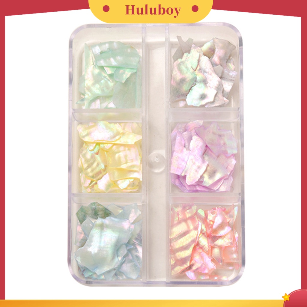 Huluboy Huluboy♡ 1 Kotak Payet Abalone 3D Warna-Warni Untuk Dekorasi Nail Art