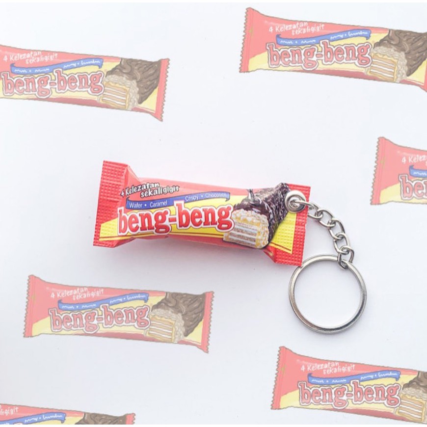 Mini Beng Beng Key Chain (Gantungan Kunci Lucu Imut Makanan Cokelat Snack Kecil Wanita)