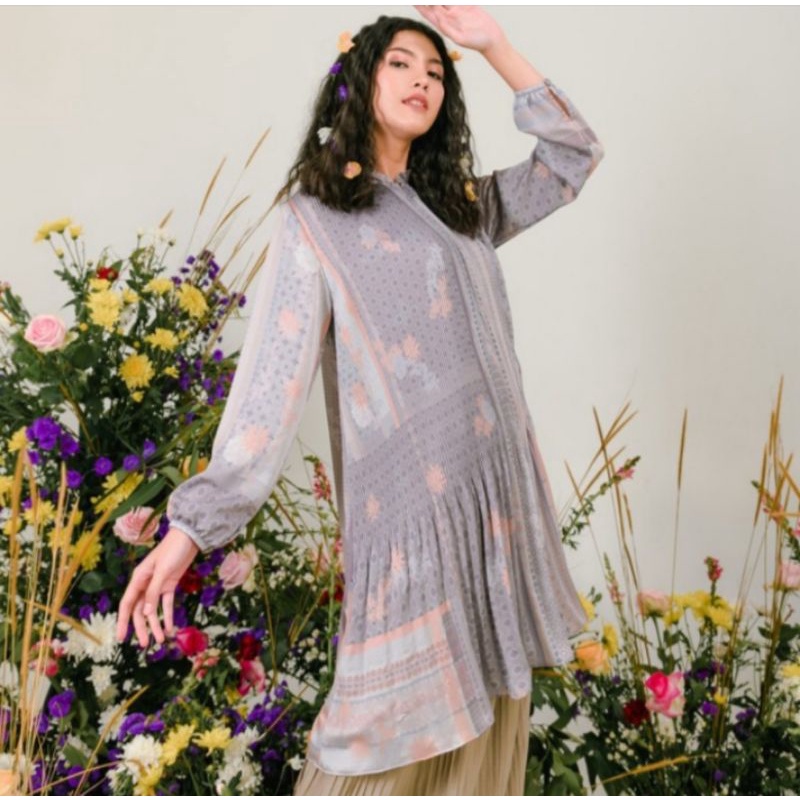 NWT Dahlia Tunik by Muda Official Grey size XXL (LD 110) bukan Riamiranda Wearing Klamby