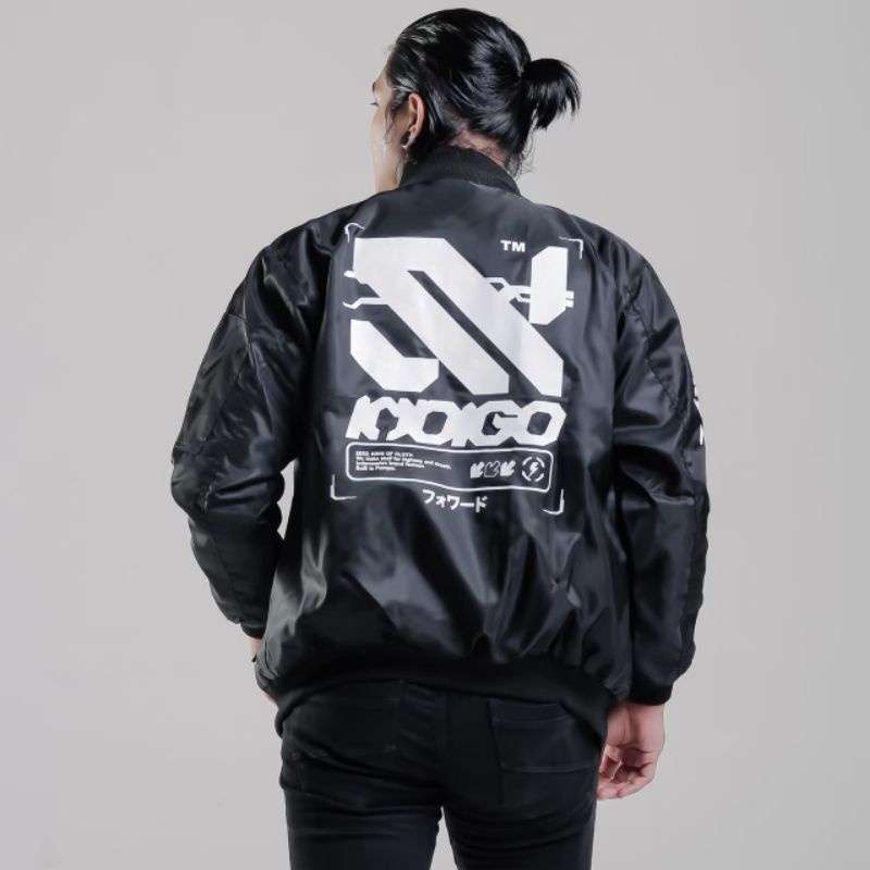 JAKET BOMBER TEBAL HITAM UNISEX TRADEMARK INDIGO