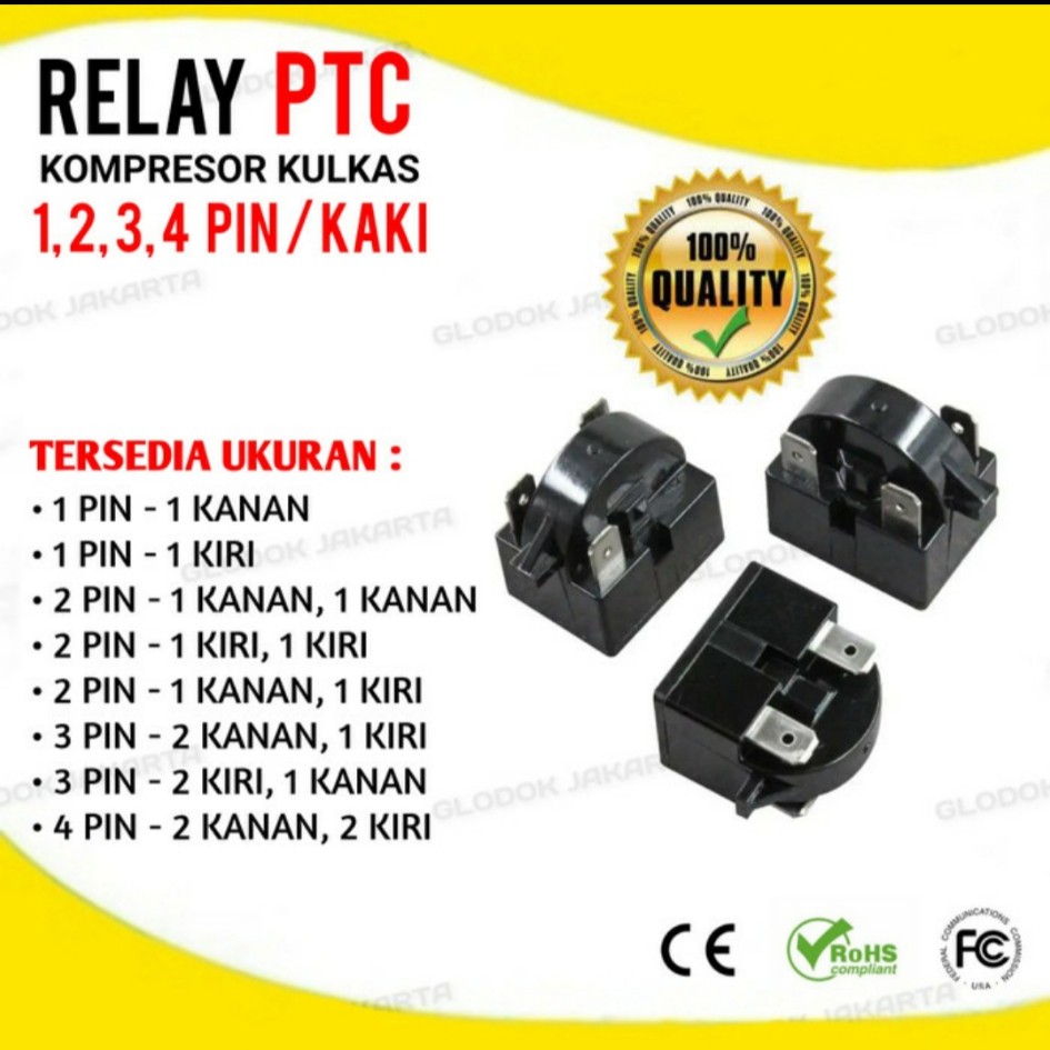 Relay PTC Kulkas Kompresor 1 Pin 2 Pin 3 Pin 4 Pin Best Quality