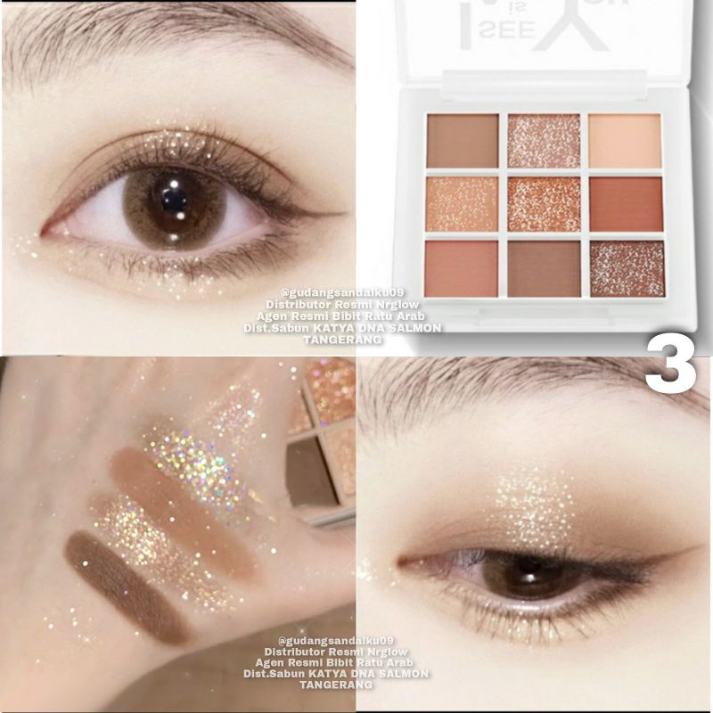 Eyeshadow matte,eyeshadow shimmer gliter,eyeshadow waterproof,tahan lama,Eyeshadow 9 warna,Eyeshadow korean look