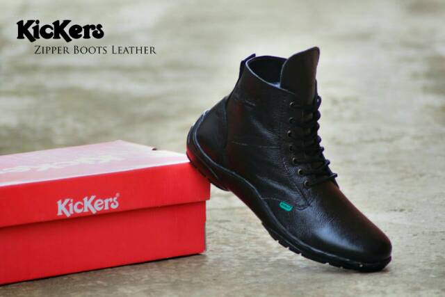 SEPATU BOOTS FORMAL KEREN PRIA COWOK KULIT ASLI RESLETING ZIPPER KERJA KANTOR DINAS RESMI BIKERS