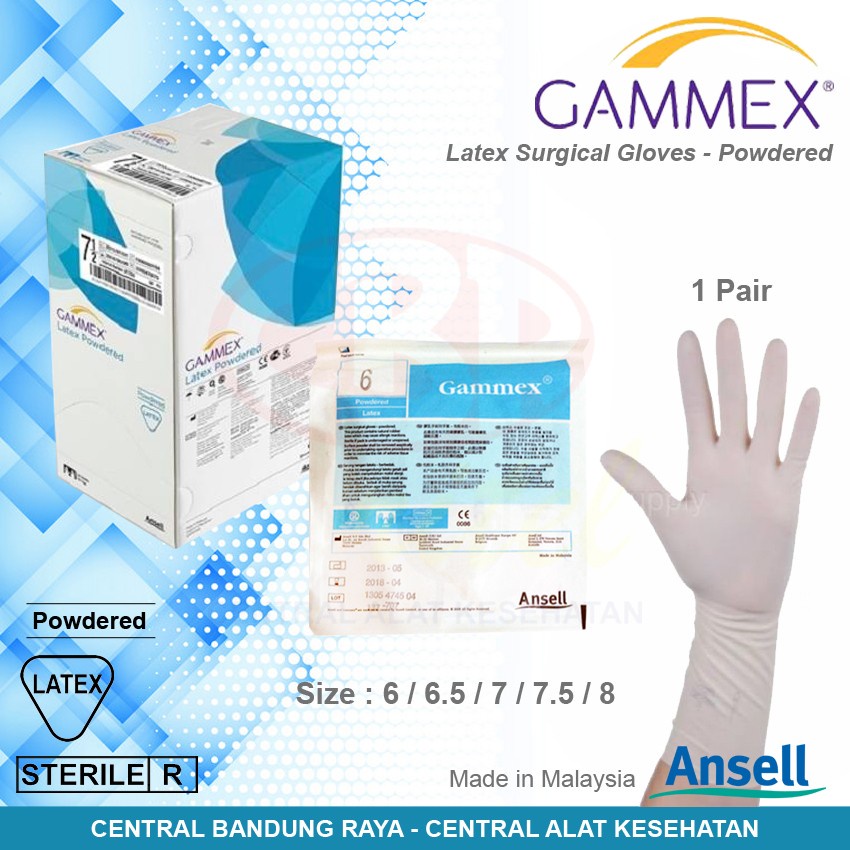 Jual GAMMEX Sarung Tangan Latex Surgical Gloves Powdered Sterile Indonesia