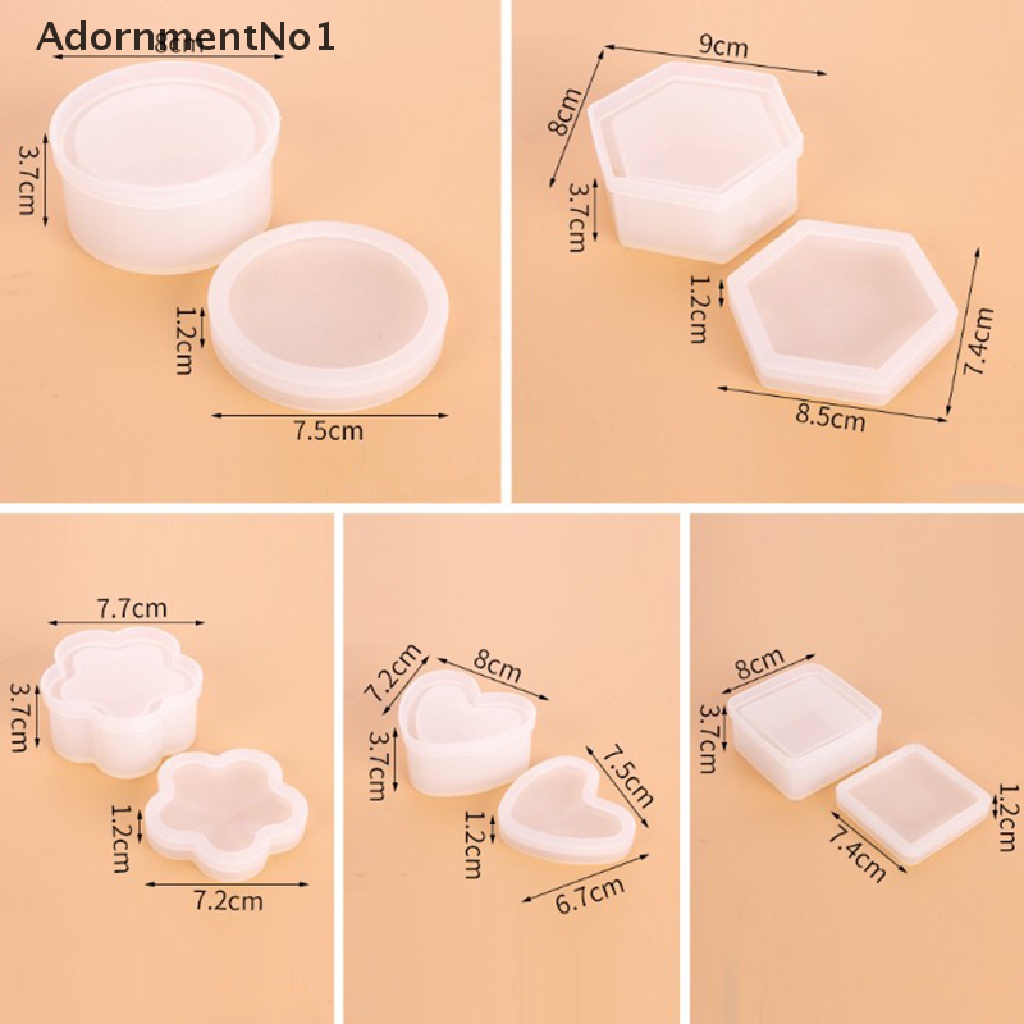 (AdornmentNo1) Cetakan Resin Bentuk Hati / Segi Enam Bahan Silikon Untuk Membuat Perhiasan DIY