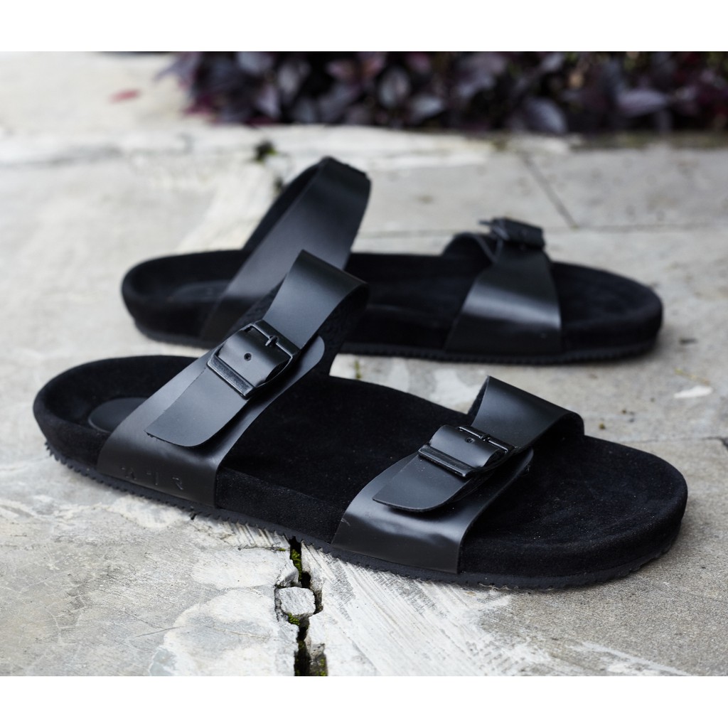 Abel Full BLack  | Sendal Kulit Simpel Original Pria/Cowok/Men Sandal Footwear Ori | FORIND x Navara
