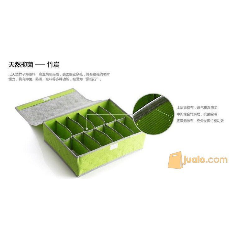 Bamboo Underwear Storage Organizer Box Bag Tempat Penyimpanan CD Celana Dalam