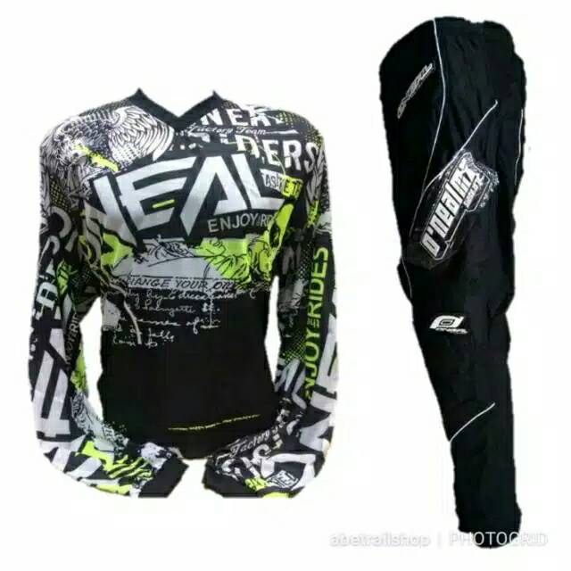 Stelan baju celana jersey cross WARNA HIJAU-HITAM