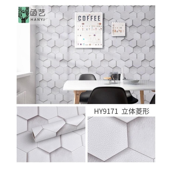 DEOS WALLPAPER DINDING MOTIF HEXAGONAL