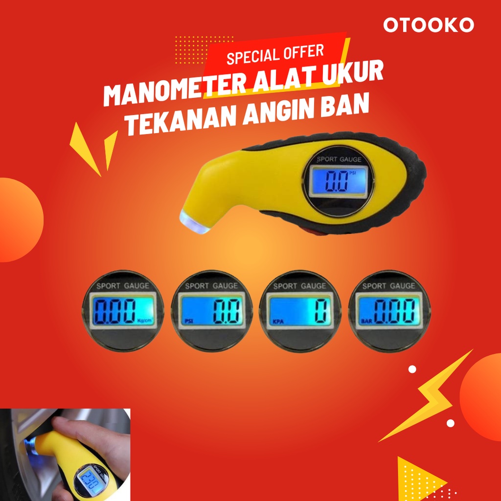 alat ukur tekanan angin ban motor manometer digital layar biru Tire Gauge