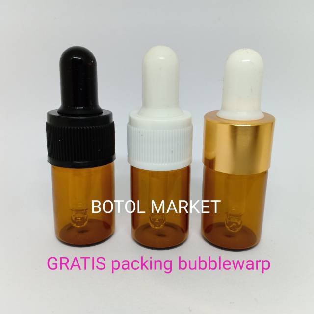 Botol pipet kaca coklat 5ml / botol penetes essensial oil