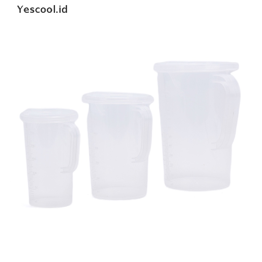 【Yescool】 Plastic Measuring Jug Cup Thick Handle Sealing Cover Kitchen Cooking Supplies .