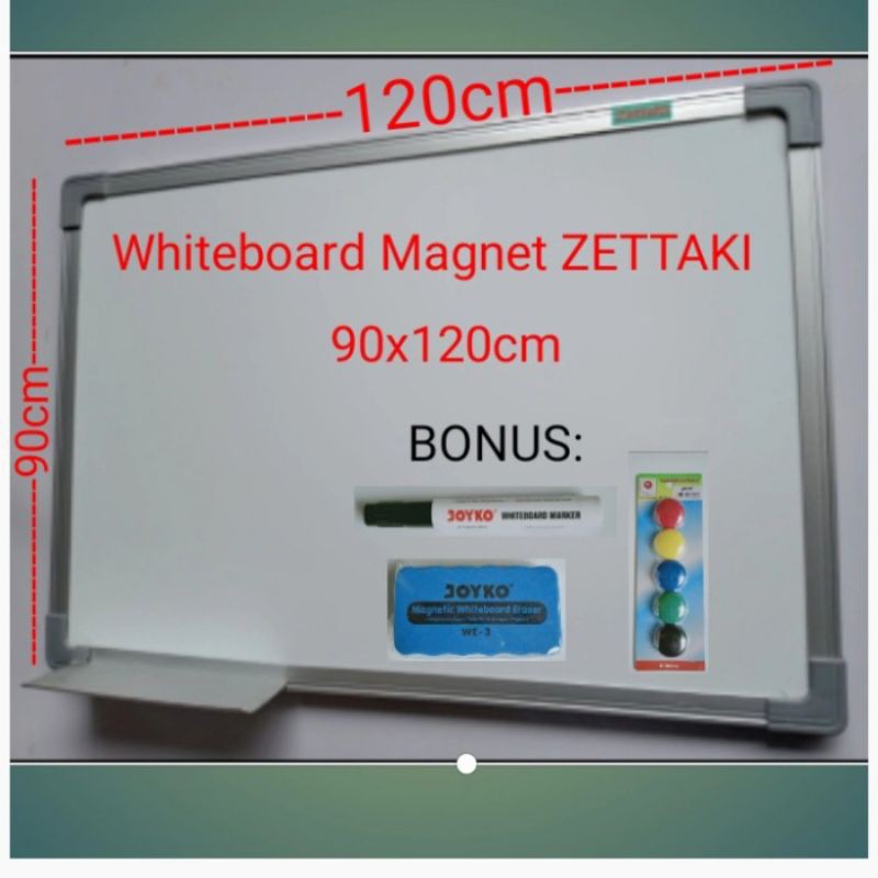 

papan tulis magnet whiteboard gantung single face ZETTAKI 90x120cm