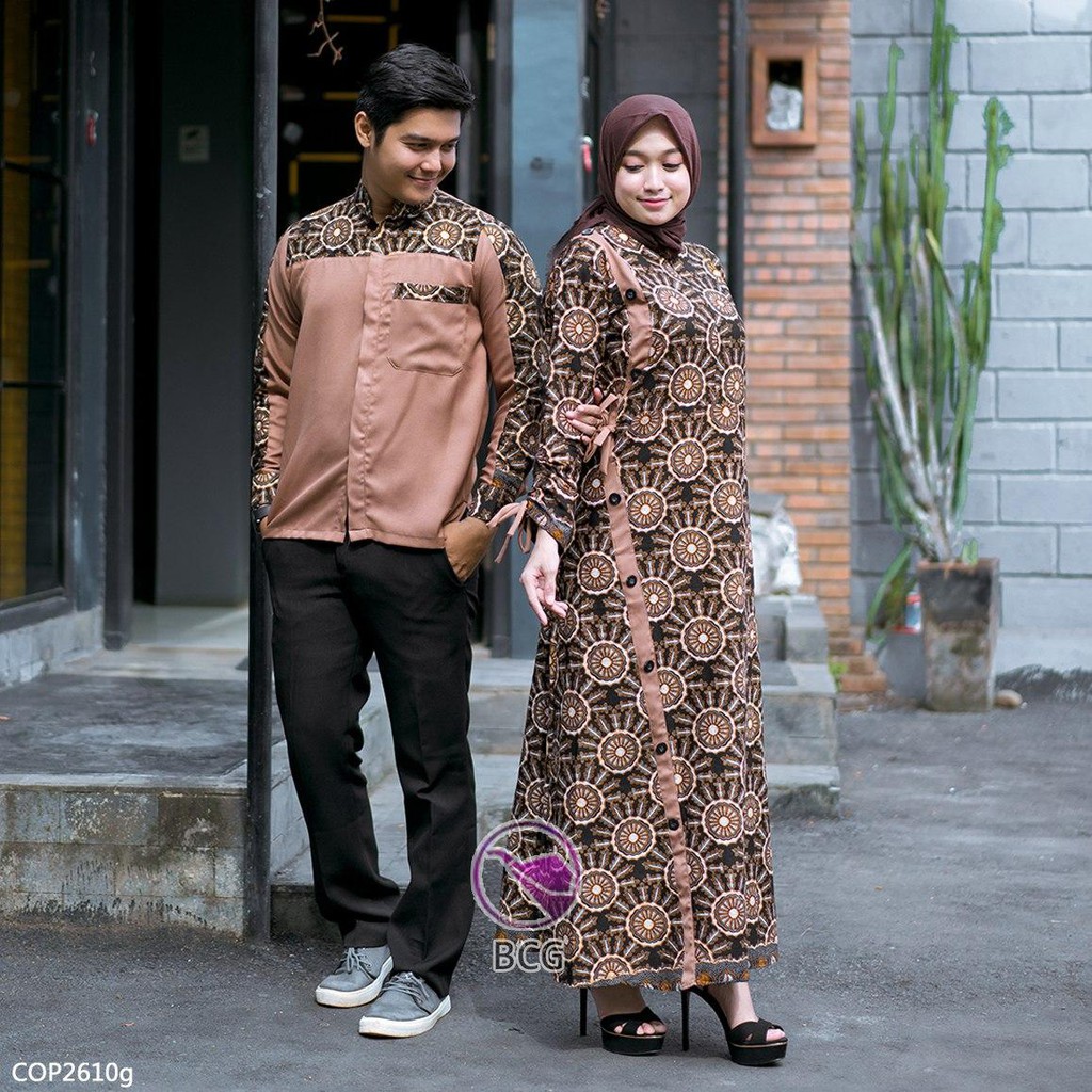 CP Original BCG Dewasa - Sarimbit Gamis / Couple Batik Kombinasi 2610 G
