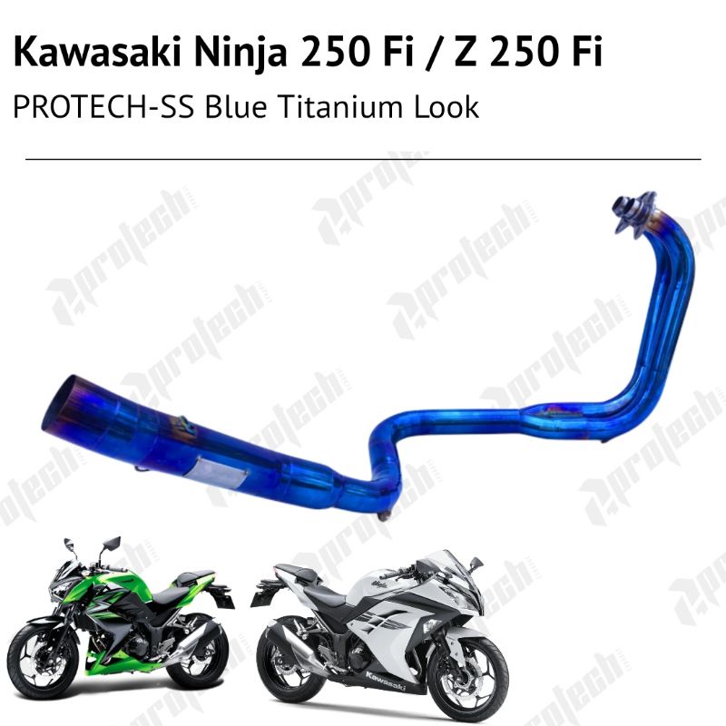 Kawasaki Ninja 250 / Z250 — Header Titanium Look · Blue — foto 2