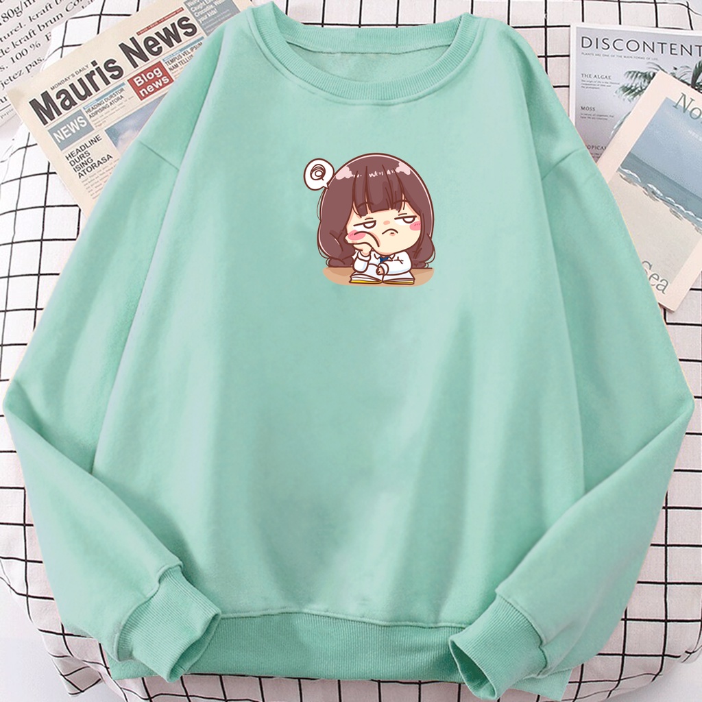 Sweater oblong oversize wanita BORING GIRL sweter crewneck bigsize terbaru murah kekinian