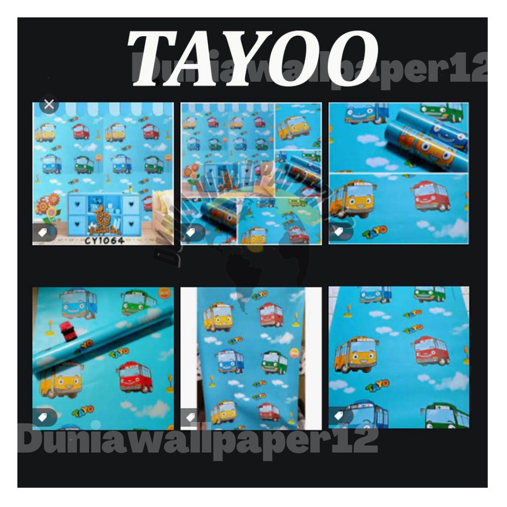 (COD) Dunia Wallpaper Sticker Dinding Motif Tayo Anak Bahan PVC Premium Anti Noda dan Anti Air Berku
