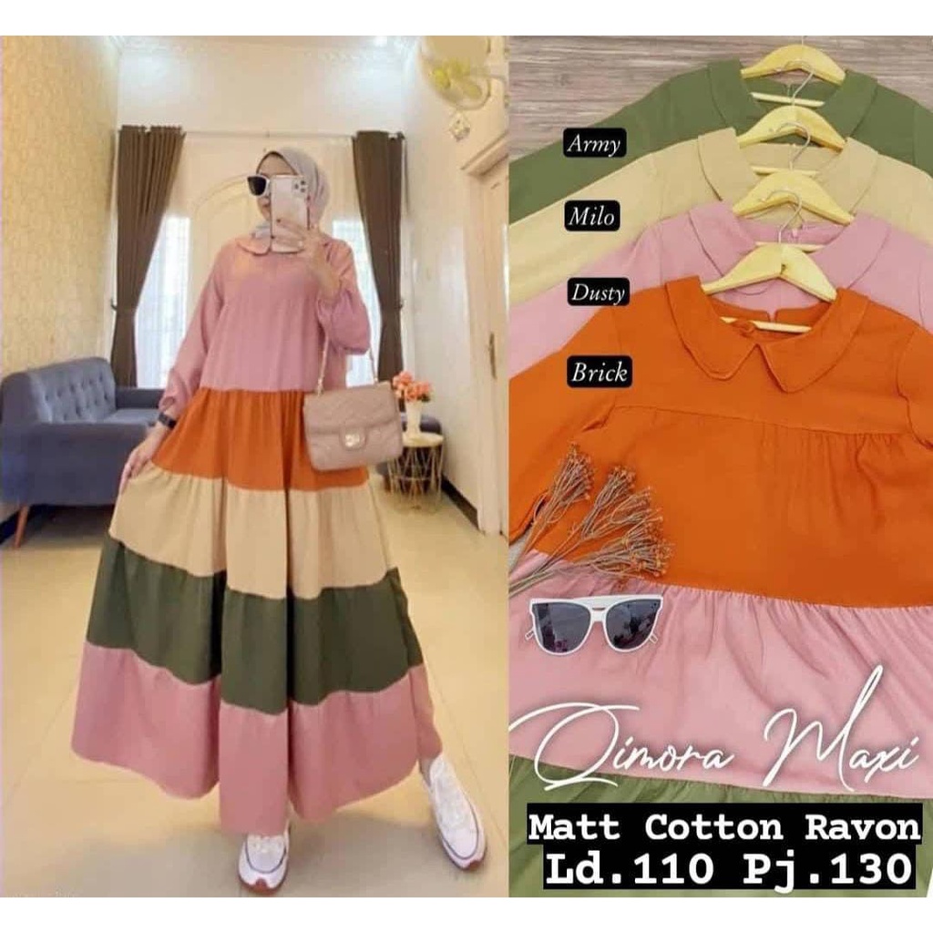 QIMORA MAXI DRESS - HOMEY DRESS - DRESS BUSUI RAYON - DRESS KATUN BUSUI - DRESS RAYON VISCOSE MOTIF 