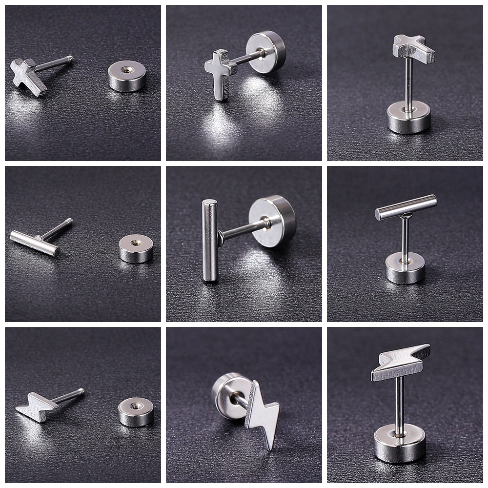 1 Pc Anting Stud Kristal Bentuk Bunga Mawar Kupu-Kupu Bahan Stainless Steel