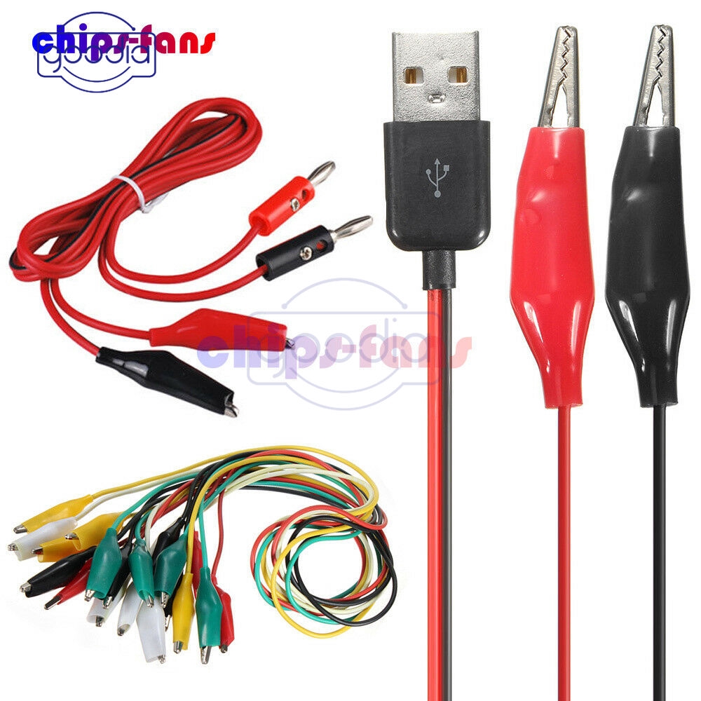 Kabel Klip Uji Alligator Ujung Ganda Ke Usb Male Hook Lead Banana Plug