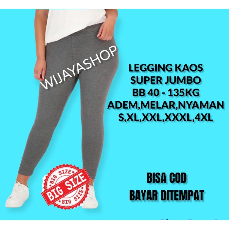 Legging Kaos Super Jumbo Premium Wanita Panjang Polos 45 - 135kg