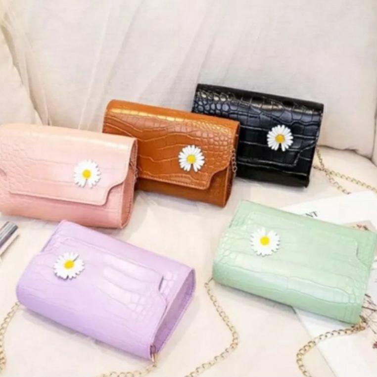 Tas Slempang Wanita Sling Bag Flowers Daisy Korean Kekinian  [Ilg31au22o]