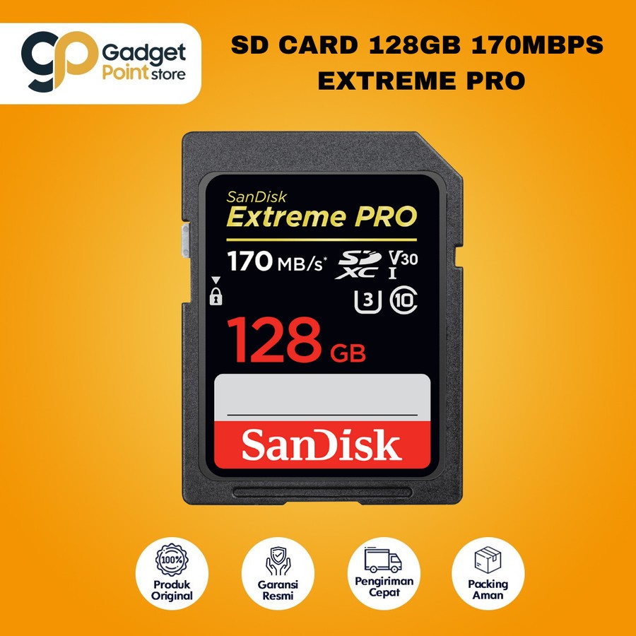 SD Card 128 GB | SanDisk Extreme Pro SDXC UHS-I Card 128GB Speed Up To 200mbps -  Original Garansi Resmi