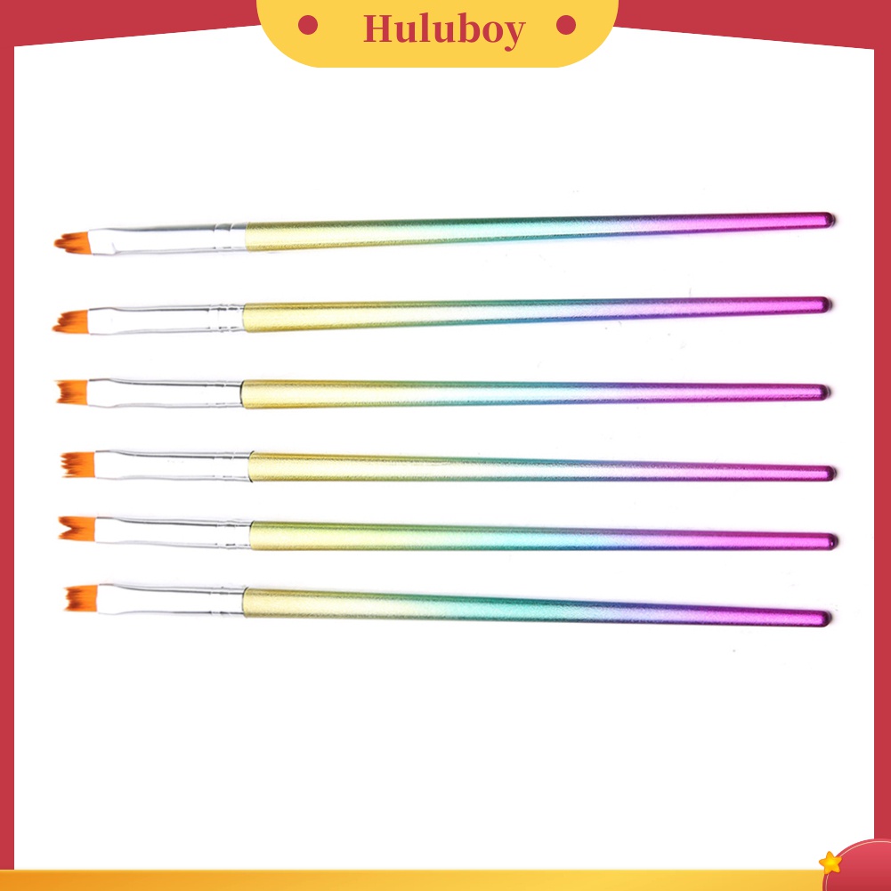 Huluboy Huluboy♡ 6pcs / Set Pen Brush Nail Art Gagang Warna-Warni Untuk Manicure DIY