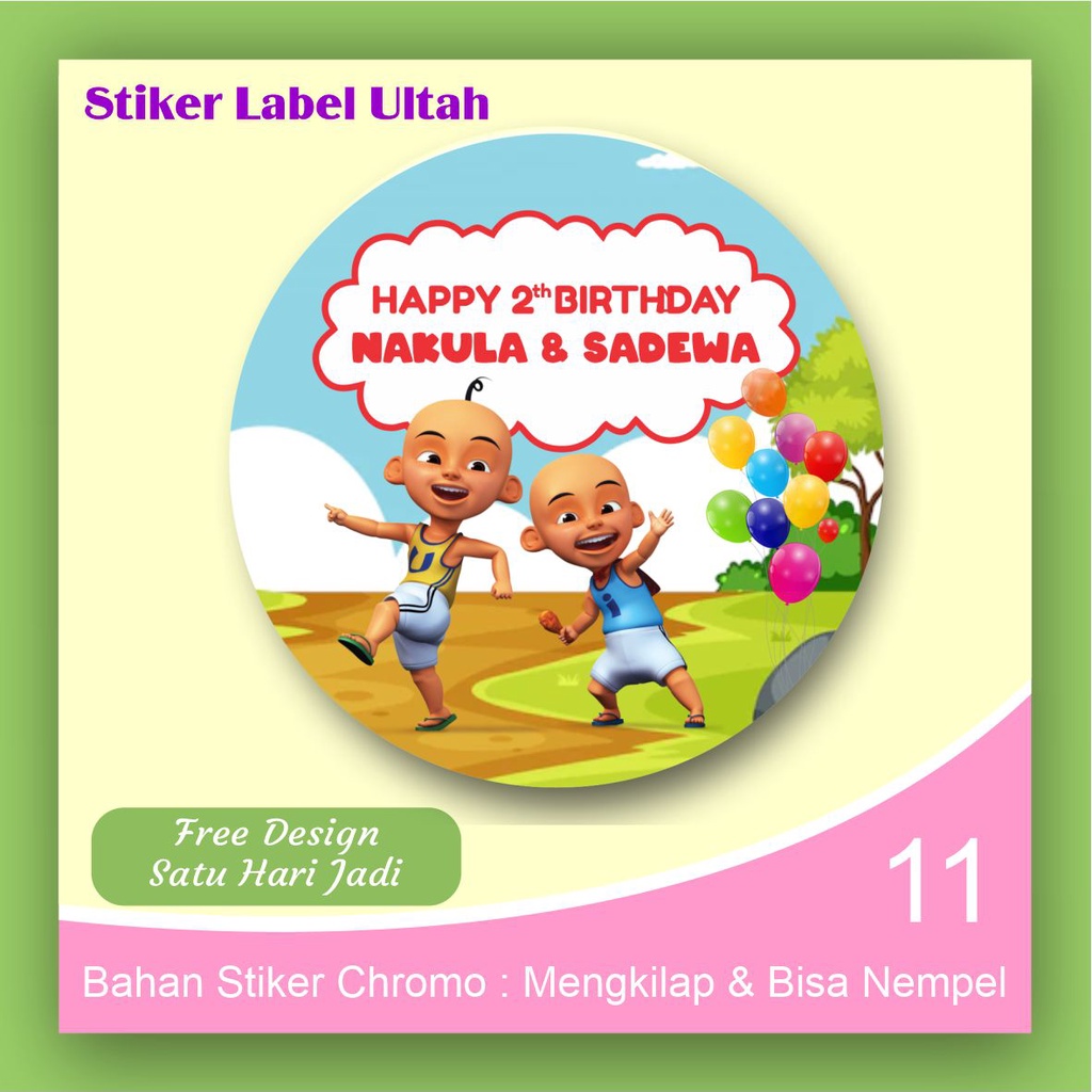 Jual Stiker Sticker Label Ulang Tahun Ultah Anak Bulat Custom karakter ...