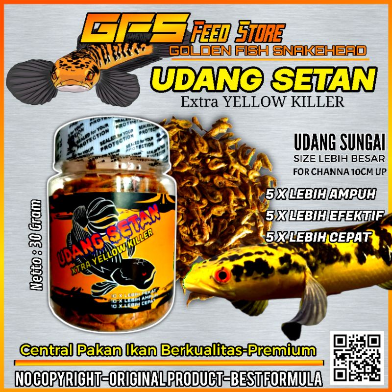 Udang Setan Yellow 30 Gram Pakan Channa Kontes