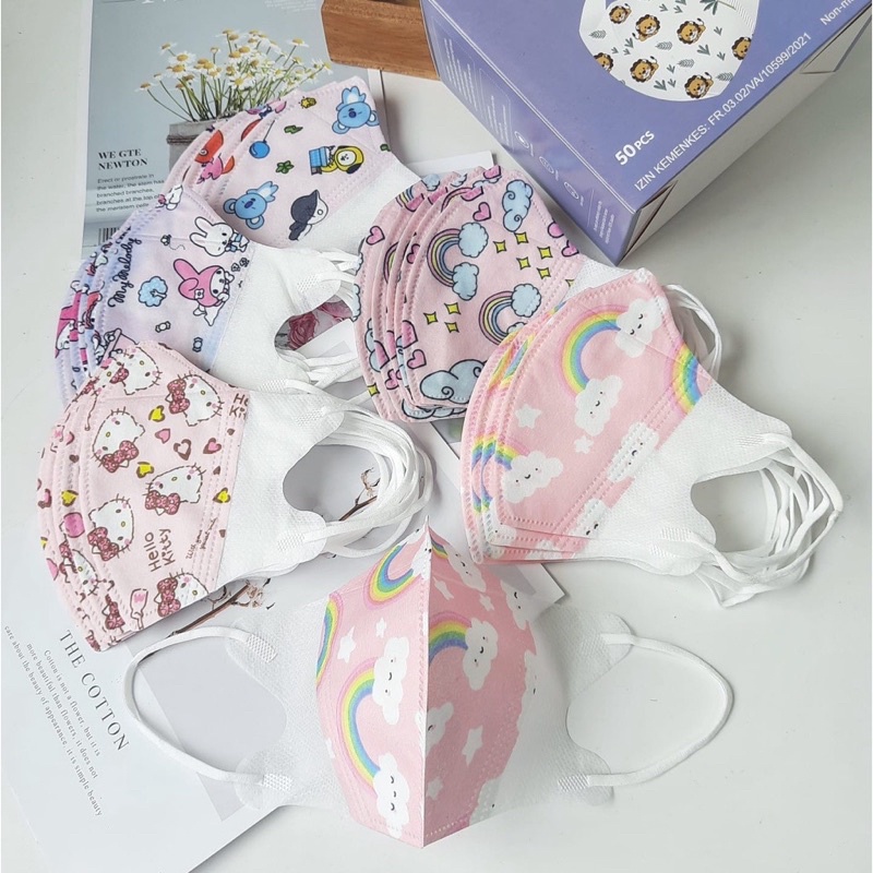 Masker Duckbill Garis Bayi Batita 1-3 Tahun Motif Lucu - Masker Bayi Batita 0-3 th - Masker Anak Duckbill Garis 4-12 Tahun - Duckbill Garis Putih