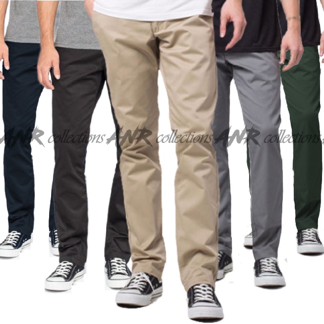 Celana Panjang Reguler Chino/Cino/Chinos Pria/Cowok Standar - Krem(Cream)/Abu(Grey)/Hitam(Black)