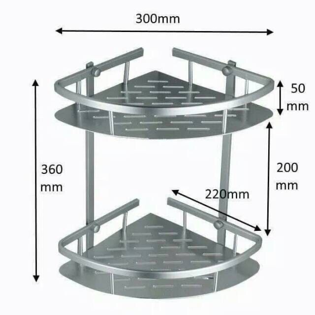 RAK SUDUT DINDING KAMAR MANDI ALUMINIUM 2 SUSUN SERBAGUNA