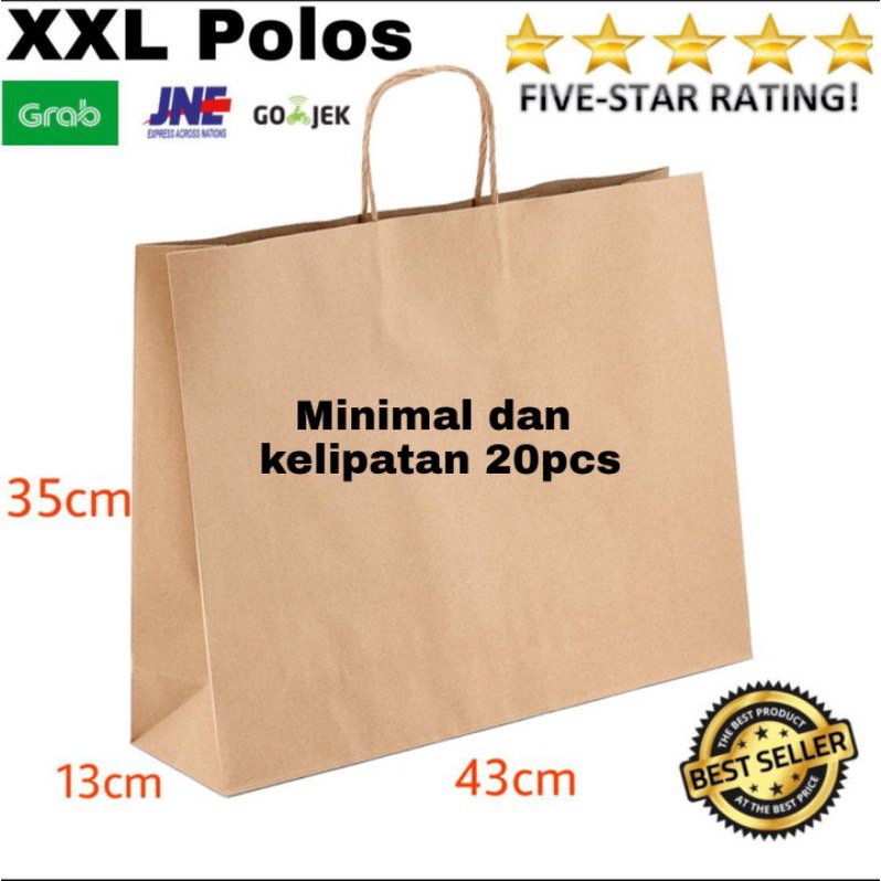 KELIPATAN ORDER 20 PCS / Paper bag XXL polos besar 43x13x35 / Paper bag buket / Paper bag besar / Pa