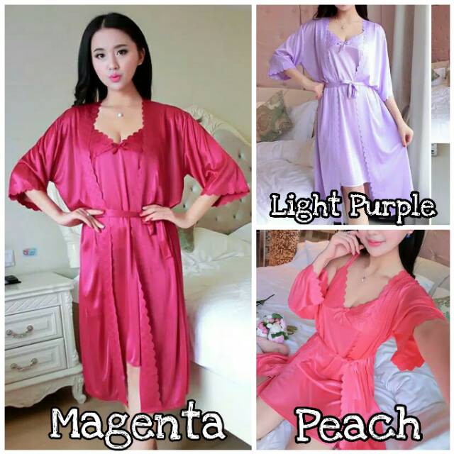 BAJU TIDUR ANAK DEWASA COWOK CEWEK KKIK / Restock Tricot Satin kimono 2in1 import