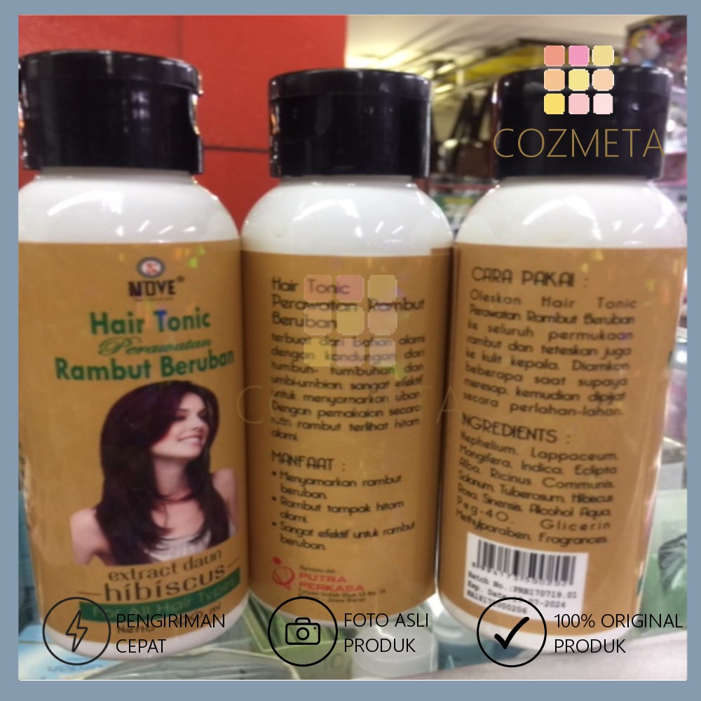 N'ove Hair Tonic Extract Daun Hibiscus Nove Perawatan Rambut Uban 100ml BPOM GOSIR