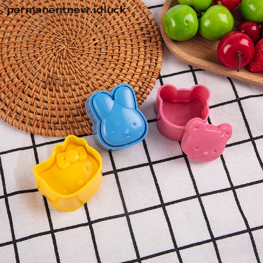 3 Pcs Cetakan Nasi Bento Bentuk Kartun Kelinci Kitty Beruang 3D Untuk Dapur