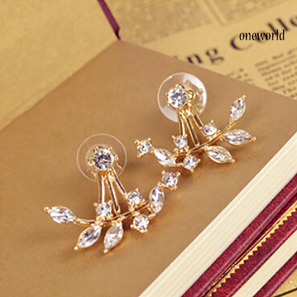 OW@ 1 Pair Women Earrings Attractive Jewelry Gift Mini Women Rhinestone Ear Studs for Wedding