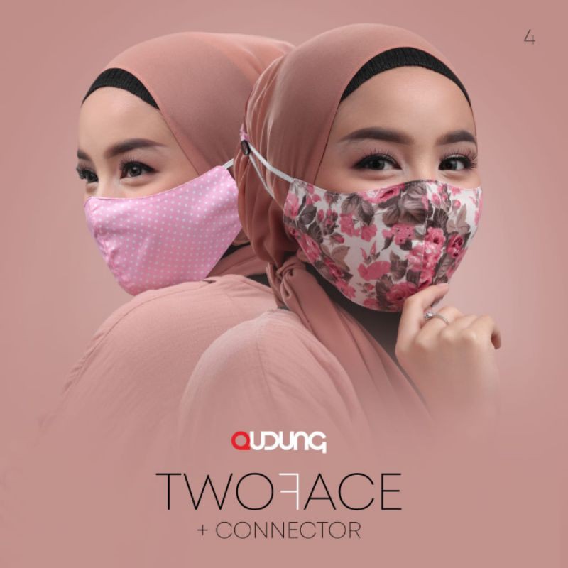 Masker Kain 2 ply Non Medis Two Face by Qudung + konektor