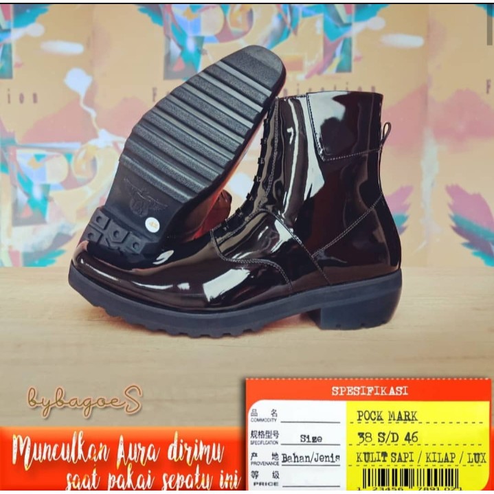 sepatu dinas polri pdh pdl kulit asli original tanpa tali
