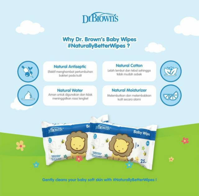 Dr.Brown's wipes - 4 Pack x 25's / Tisu Basah