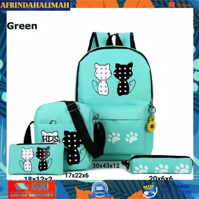 

TERBARU, TERMURAH- Diskon Tas Murah 1 set 4in1 / Tas Sekolah Anak / Tas Ransel Cewek