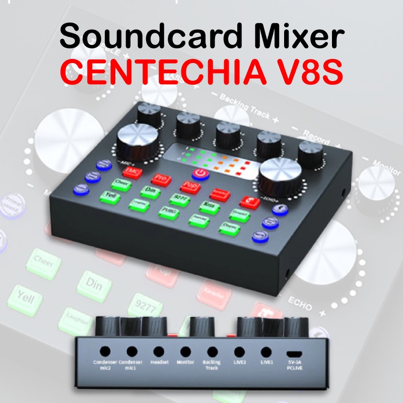 CENTECHIA V8S USB Bluetooth Soundcard Audio Amplifier Live Broadcast