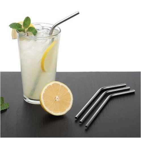 Sedotan Stainless Steel Bengkok Ramah Lingkungan Reusable Straw