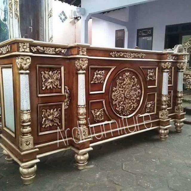 Meja tv ukir rak meja pajangan bufed jati full ukir jepara