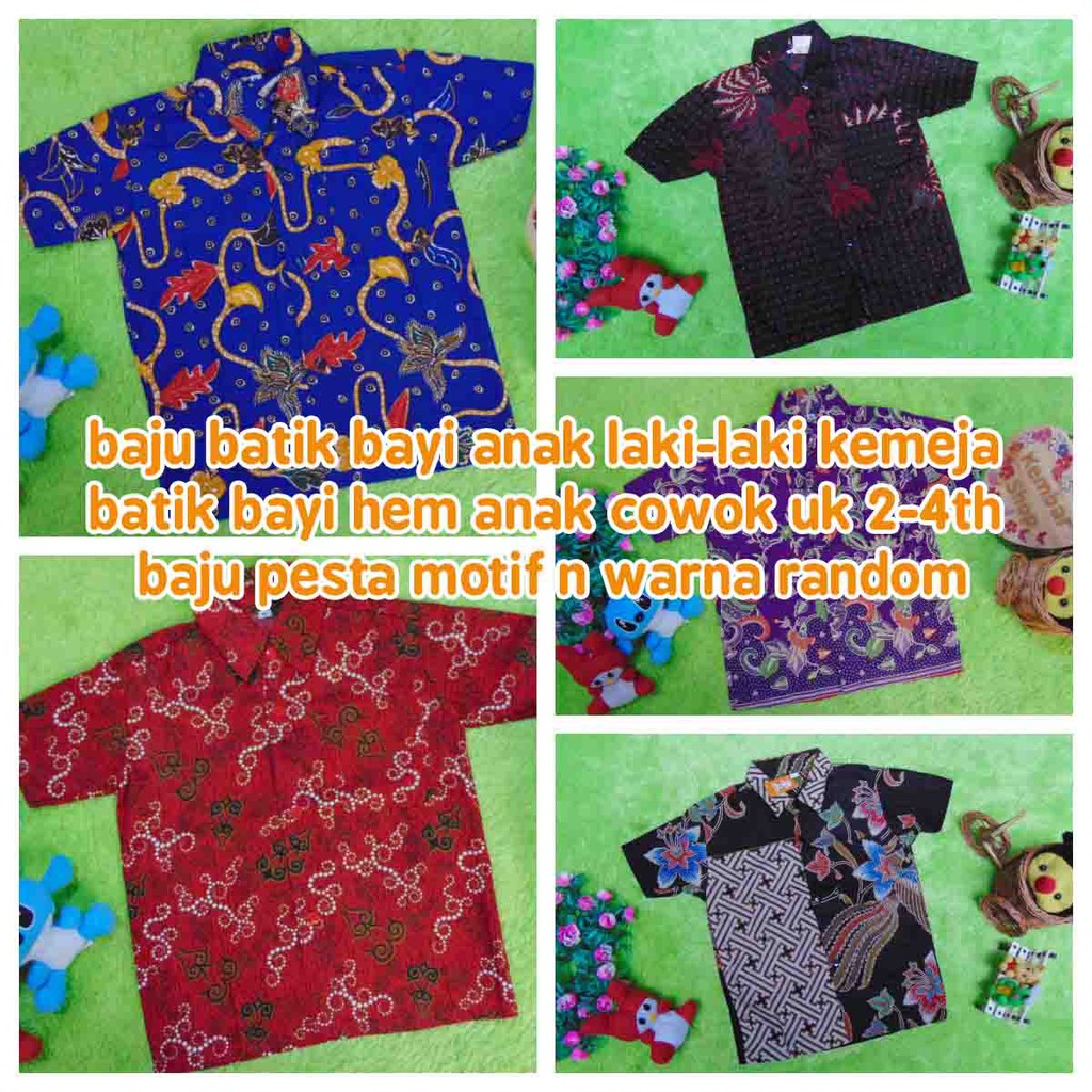 kembarshop Baju batik bayi anak laki-laki kemeja batik batita hem anak cowok 2-4th baju pesta