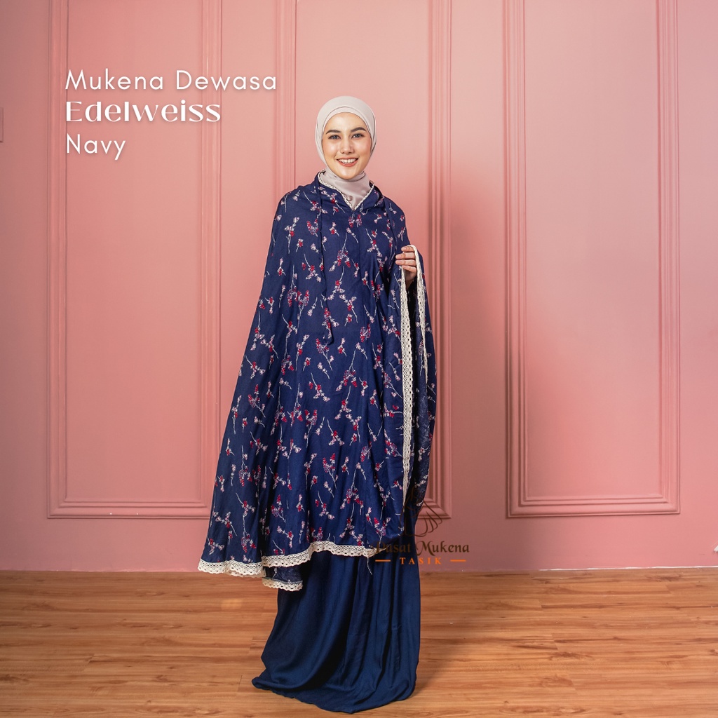 Pusat Beli Mukena Tasik - Mukena Dewasa 2in1 Katun Rayon Bali Travelling Edelweiss