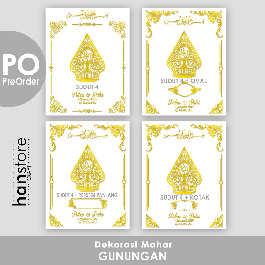 READY Dekorasi mahar Gunungan Akrilik Emas / Perak