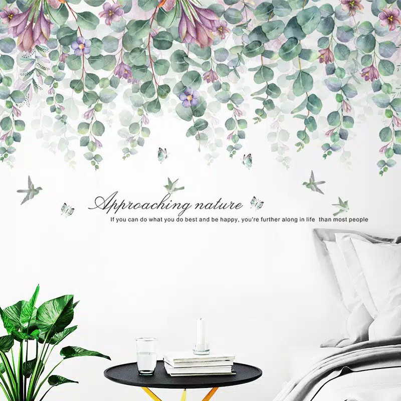 WALLSTIKER WALLSTICKER Q 51 WALLPAPER WALL STICKER STIKER DINDING PLAFON WALLPEPER WALSTIKER WALSTICKER DAUN RUMPUT RAMBAT JUNTAI HIJAU PALEM BUNGA CAFE DEKORASI RUMAH RUANG TAMU JENDELA PINTU KACA KAMAR MANDI DEKORASI RUMAH KERAMIK KRAMIK DAPUR BANYAK 3D