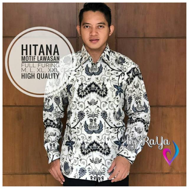 Kemeja batik pria lengan panjang full furing motif Jogja lawasan HITANA